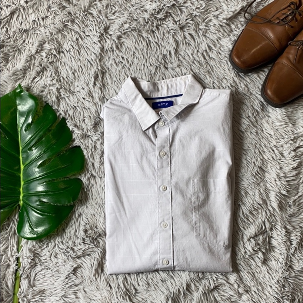 Apt 9 Griege Windowpane Button Down Size Xl - image 1